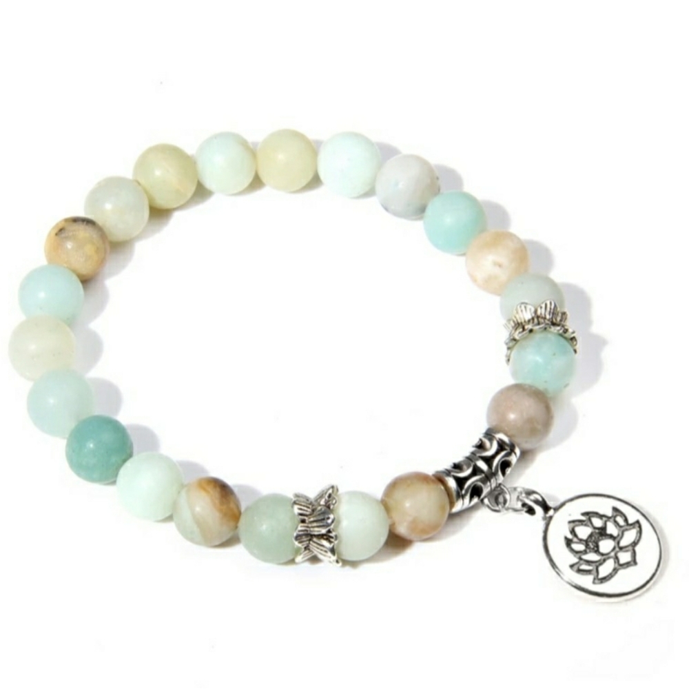 New amazonite beaded chakra reiki bracelet